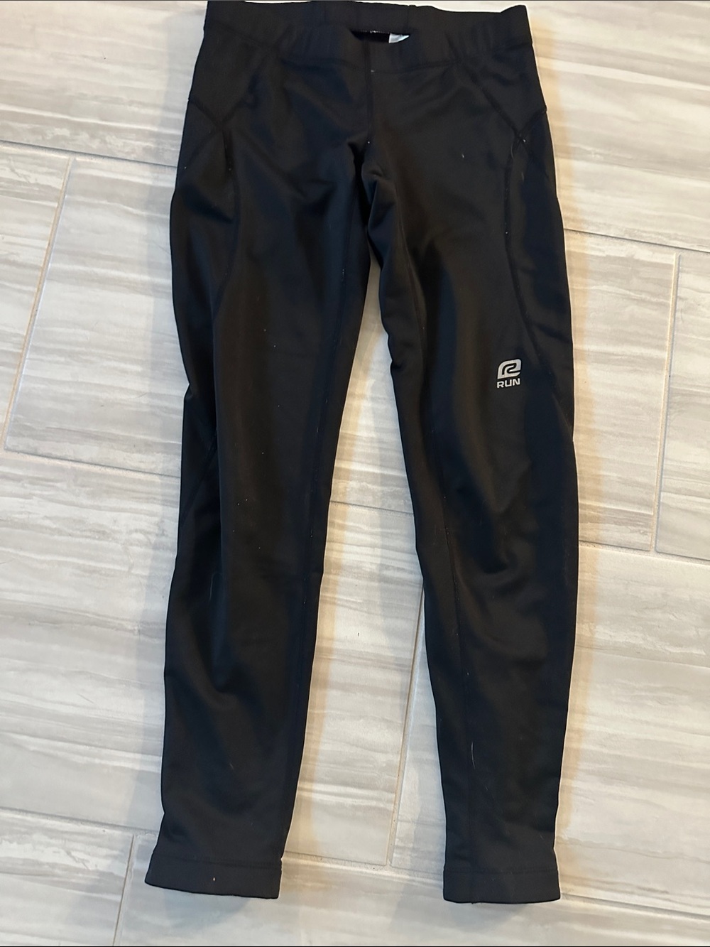 Run Logo Women's Black Performance Running Leggings.